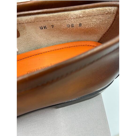 Men\'s Santoni Carlo soft furnished Leather penny loafers size 8 US made in Italy main image 12